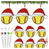 15pcs Wooden Softball Ornament for Christmas Tree
