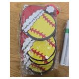 15pcs Wooden Softball Ornament for Christmas Tree