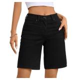 OFLUCK Bermuda Shorts for Women Mid Waisted Trendy Stretchy Denim Shorts Knee Length Cutoff Loose Fit Jean Shorts SIZE 4