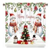 AYTTBIS Christmas Snowman Swag Curtain Valance for Windows,Snowflake Pine Tree Ball Xmas Winter Holiday Window Treatments Short Swag Topper for Kitchen Windows Bathroom Bedroom,28 x 36 Inch, 1 Pair