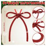 Gerrii 8 Pcs Christmas Bow Ornaments Sparkly Glitter Rhinestones Bow Christmas Tree Ornament Crystal Xmas Party Hanging Pendant Decoration Gift for Family Wedding Home Indoor Outdoor(Red) - Retail: $5
