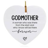 Godmother Ornaments Keepsake Gifts from Goddaughter Godson Godchild, A Women Who was There from The Start, Birthday Christmas Mother's Day Pregnancy Announcement Plaque Sign Gifts for Godmother to Be