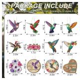 Vercraft 36 Pcs Hummingbird Christmas Tree Ornaments Set - Unique Double-Sided Printing Wooden Beautiful Bird Nature Outdoor Ornaments Gift Ideas for Xmas Holiday Women Bird Lovers