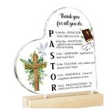 Romart Pastor Appreciation Gifts Plaque, Heart-Shaped Acrylic Plaque with Wooden Stand, Thoughtful Christian Gift for Pastors with Inspirational Acronym