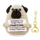HyperFun Mini Positive Crochet Animals Dog Funny Emotional Support Crochet with Stand Keychain Handmade Appreciation Inspirational Gifts for Women Men Coworker Friends Teen Easter Mothers Day Birthday