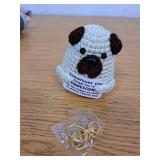 HyperFun Mini Positive Crochet Animals Dog Funny Emotional Support Crochet with Stand Keychain Handmade Appreciation Inspirational Gifts for Women Men Coworker Friends Teen Easter Mothers Day Birthday