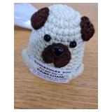 HyperFun Mini Positive Crochet Animals Dog Funny Emotional Support Crochet with Stand Keychain Handmade Appreciation Inspirational Gifts for Women Men Coworker Friends Teen Easter Mothers Day Birthday