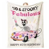 Glydein Funny 40th Birthday Gifts Women, Flannel Soft Blanket Decorations, Happy 40 Years Old Birthday Gifts for Women Baskets, Fabulous Turning 40 Gift for Woman, 50x60 inches - Retail: $497