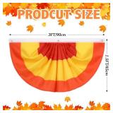 VitalCozy 8 Pcs Fall Thanksgiving Pleated Fan Flags 3 x 1.5 Feet Orange Red Yellow Stripe Pleated Flag Buntings for Outside Half Fan Banners for Autumn Thanksgiving Indoor Outdoor Holiday Parade Decor