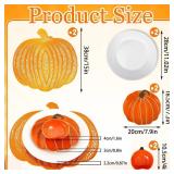 Jinei 8 Pcs Thanksgiving Fall Tableware Set Include Large Ceramic Pumpkin Shaped Plates White Dinner Ceramic Plates Small Pumpkin Shaped Bowls and Place Mats for Autumn Halloween Table Party Decor