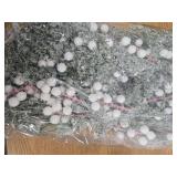 Riceshoot 14 Pcs Snowy Frosted Pine Branches 15.8\' Christmas Picks and Sprays Cedar Artificial Flocked Berries Greenery Stems Winter Wonderland Party Decorations for Xmas Garland Wreath(White)