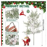 Riceshoot 14 Pcs Snowy Frosted Pine Branches 15.8\' Christmas Picks and Sprays Cedar Artificial Flocked Berries Greenery Stems Winter Wonderland Party Decorations for Xmas Garland Wreath(White)