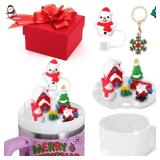 AIERSA Christmas Cup Accessories for Stanley 40 oz- Christmas Straw Topper, Lid Topper Decorations, Silicone Boot, Charms Ornament