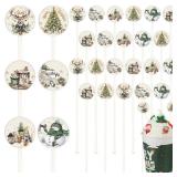 Meanplan 60pcs Christmas Swizzle Sticks Christmas Cocktail Stirrers Plastic Stir Sticks Xmas Santa Claus Snowman Decorations for Birthday Party Coffee Shop Supplies Favors Gifts(Reindeer)