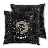 aipoase Sun and Moon Throw Pillow Covers 18 X 18 Inch Set of 2 Pillow Cases Decoration Cushion Cover for Sofa Bedroom Living Room Outdoor