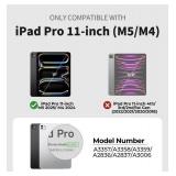 Dexnor for iPad Pro 11 inch Case M5 2025/M4 2024, Rugged Protective Case with 360° Rotating Hand Strap & Large Steady Stand & Screen Protector & Pencil Holder Shockproof Full-Body Bumper Cover, Blue