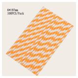 YAOSHENG Paper Straws for drinking, 100 Pack Orange Striped paper straws for Party Supplies,Birthday,Wedding,Bridal/Baby Shower,Juice, shakes,Smoothies,cocktail (Orange)