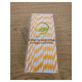 YAOSHENG Paper Straws for drinking, 100 Pack Orange Striped paper straws for Party Supplies,Birthday,Wedding,Bridal/Baby Shower,Juice, shakes,Smoothies,cocktail (Orange)