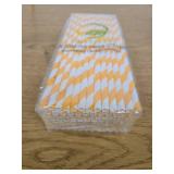 YAOSHENG Paper Straws for drinking, 100 Pack Orange Striped paper straws for Party Supplies,Birthday,Wedding,Bridal/Baby Shower,Juice, shakes,Smoothies,cocktail (Orange)