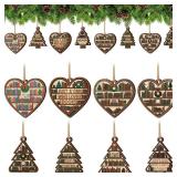 32 Pcs Book Lovers Christmas Ornaments, Wooden Heart-Shaped 'Just a Girl Who Loves Books'