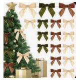Daifunli 30 Pcs Christmas Bow-Khaki, Dark Khaki, Champagne