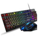 Keyboard and Mouse Set Combo Wired RGB Backlit Computer Keyboard with USB RGB Gaming Mouse Design for Windows PC Laptop Desktop Notebook-FV-Q305S