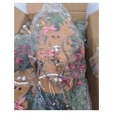 TEMPUS 6 Pcs Christmas Tree Ornaments 26 Inch Pine Needle Branches with Felt Reindeer Snowflakes Christmas Table Centerpiece Winter Home Decor DIY Crafts for Vase Filler Wreath Decor