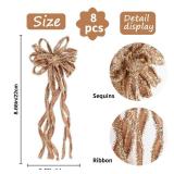 SY Super Bang 8 Pcs Khaki/Gold Velvet Christmas Bows for Christmas Tree Decorations Door Wreath Garland Bow Ornaments, for Gift Wrapping Wedding Home Holiday Party Decor.