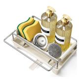 Caumic Sink Caddy Sponge Holder for Kitchen, Sink Countertop Organizer with Drip Tray for Storing Soap Dispensers and Kitchen Accessories