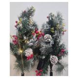 HOMCOM 2 Pieces Prelit Artificial Christmas Tree with LED, Mini Xmas Tree WORKS