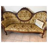 Victorian Couch / wood and fabric / Angel Pillow