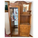 Victorian Oak side by Side Secretary Curio Desk Cabinet w/ curved glass--FR