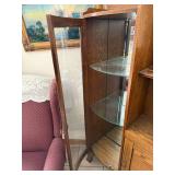 Victorian Oak side by Side Secretary Curio Desk Cabinet w/ curved glass--FR