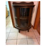 Antique Curved Glass Curio Cabinet--Hall