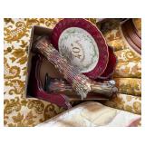 Carnival Glass Bowl Vases, Plate & Stand--FR