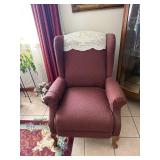 Queen Anne Wing Back Chair (burgundy)--FR