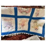 Unfinished Embroidered Table Cloths and Baby Blanket--FR