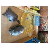 Vintage Glass Iron Shaped Dish & Miscellaneous Decor--FR