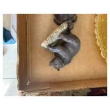 Vintage Glass Iron Shaped Dish & Miscellaneous Decor--FR