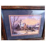 Large Mirror & Miscellaneous Vintage Wall Pictures--Hall