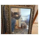 Large Mirror & Miscellaneous Vintage Wall Pictures--Hall