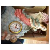 Mary, Joseph & Baby Figurine & Angel Clock--SBRM