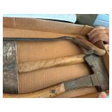 Antique Axe, Hack Saw & Rock Hammer -- Gar