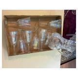 Cut Glass Pitcher & 7 Stemware--BP