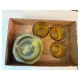 Amber Depression Madrid Saucers x8 & 3 cups--BP
