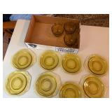 Amber Depression Madrid Saucers x8 & 3 cups--BP