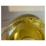 Amber Depression Madrid Glassware (2x lids "one chipped", 3 candle holders "one chipped", butter dish)--BP