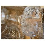 Pressed Glass x4 Pieces (Butter Dish, vase, candy dish & candle stick)--BP