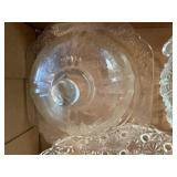 Various Glassware x6 pcs. (butter dish, fan & 3 small leaf bowls)--BP