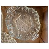 Various Glassware x6 pcs. (butter dish, fan & 3 small leaf bowls)--BP